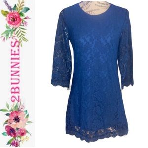 2BUNNIES Girls Lace Dress Blue Size 12 - 14 NWT
